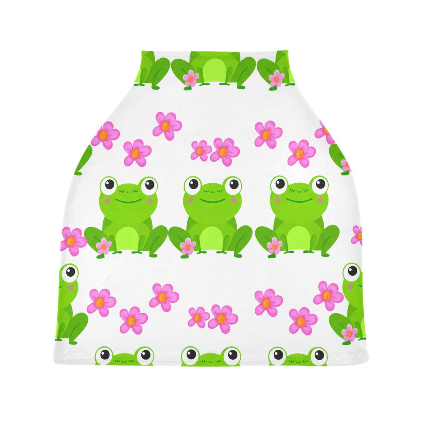 Nesatuwa Baby Car Seat Cover Cute Cartoon Frog Breastfeeding Covers Stretchy Breathable Multi-Use Cover Carseat Canopy for Girls and Boys