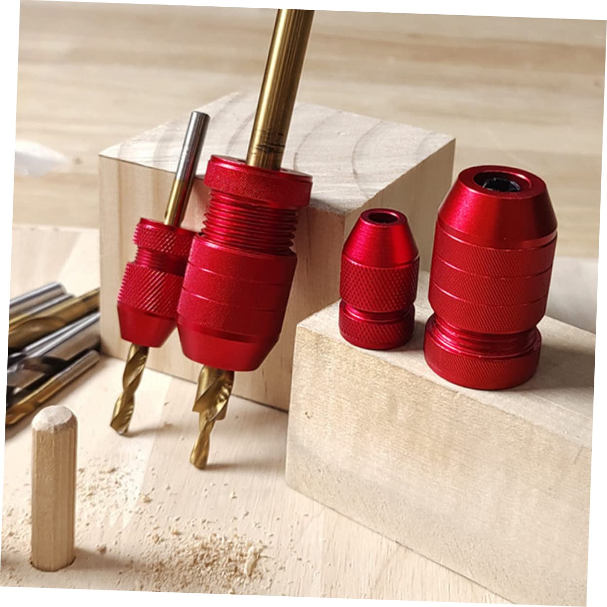 Holibanna 2 Series Tapón De Perforación Pisó Pequeño Detener Bits Collarín De Broca De Tope De Profundidad Kit De Parada De Profundidad De Perforación Aleación De Aluminio Rojo 2 Piezas*2