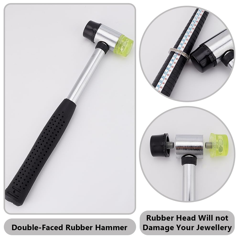 UNICRAFTALE 1 Set Wooden Bracelet Sizing Jewelry Tools Ring Sizer Measuring Tool Bangle Ring Enlarger Stick Mandrel Sizer Tool with Rubber Hammers Plastic Mallet Bangle Shaper Tool Repair Kit - Image 4