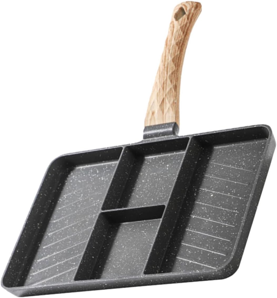 Ergonomic Non Stick Breakfast Egg Pan Multi Function Divided Frying Pan for Aluminum Design for Home Restaurant Use Black Color