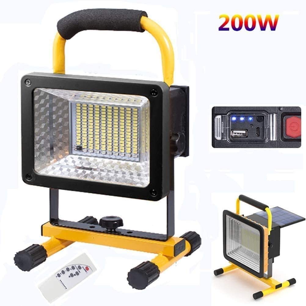 Lampe de travail LED 200 W rechargeable avec 3 modes | IP 65 étanche pour jardin, garage, chantier, éclairage de sécurité