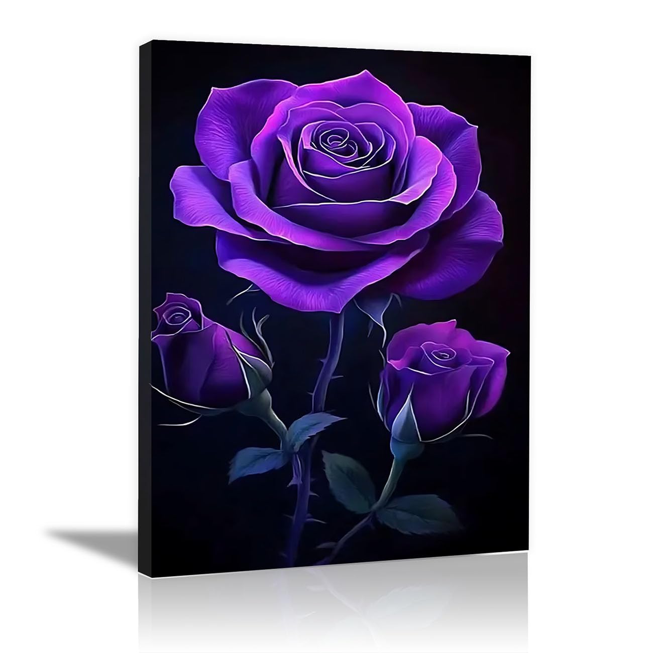 TODOAA cuadros bohemios modernos Fotos de flores vintage Nórdico Minimalistas Plantas cuadro, Comedor Oficina Pasillo Cocina Y Baño póster（Morado-50x70cm Enmarcado