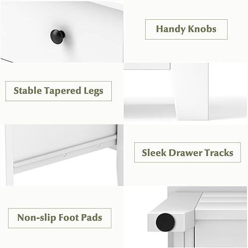 Miniatura 8 de LOKO Cómoda de madera de 3 cajones, cómoda con pomos redondos de metal, sofá junto a la mesa, mesita de noche, cómoda moderna de mediados de siglo