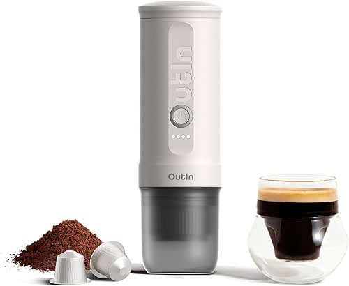 OutIn Nano Portable Electric Espresso Machine, Travel Coffee Maker for