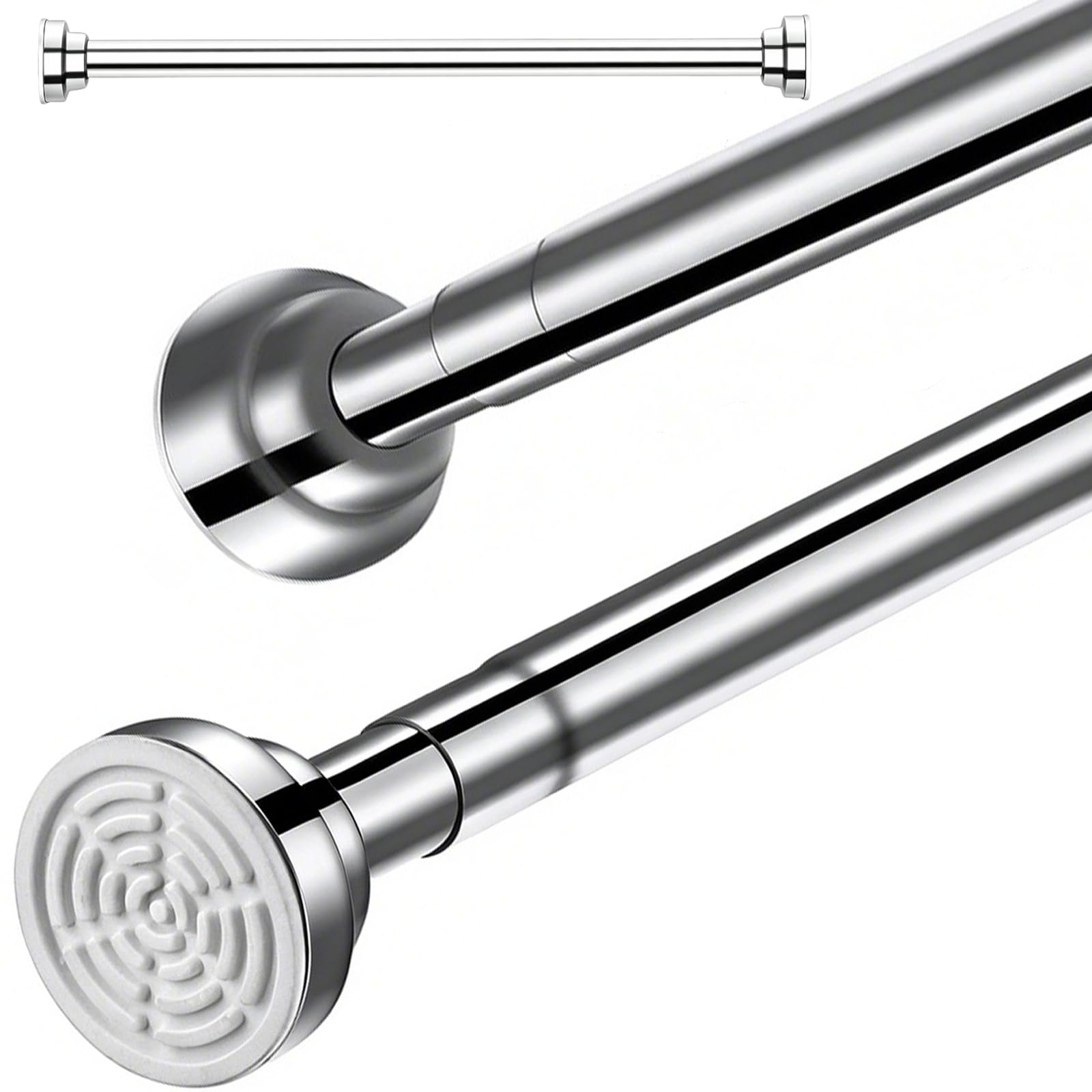 Extendable Shower Curtain Rod 45-210cm - Stainless Steel Tension Pole