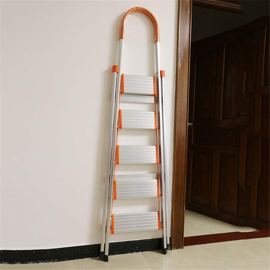 Step Stool Ultrathin Four-Step Ladder, Light Weight Ladder Frame Courtyard Orchard Ladder Waterproof Ladder Household Ladder/Orange
