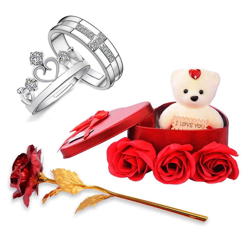 red rose teddy bear in box