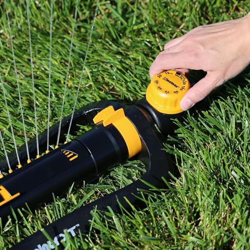 Image of Melnor 65133AMZ XT Turbo Oscillating Sprinkler W /Timer, 4,000 sq. ft., Quick Connect Bundle, 2-Way Adjustable, Black, Yellow