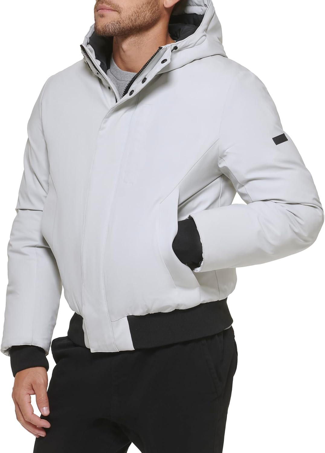 DKNY Men's Arctic Cloth Hooded Bomber Jacket - Image 3