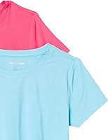 Vista 88 de Yaxa Essentials Camiseta de manga corta con cuello redondo para mujer, de secado rápido, para entrenamiento, gimnasio, paquete múltiple Tinte