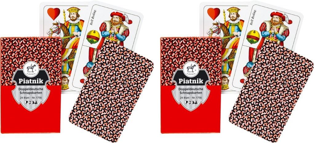Piatnik Nr.1756 Schnapskarten Blitz 24 Bl doppeldeutsch, Rot, 63 x 100 mm (Packung mit 2)
