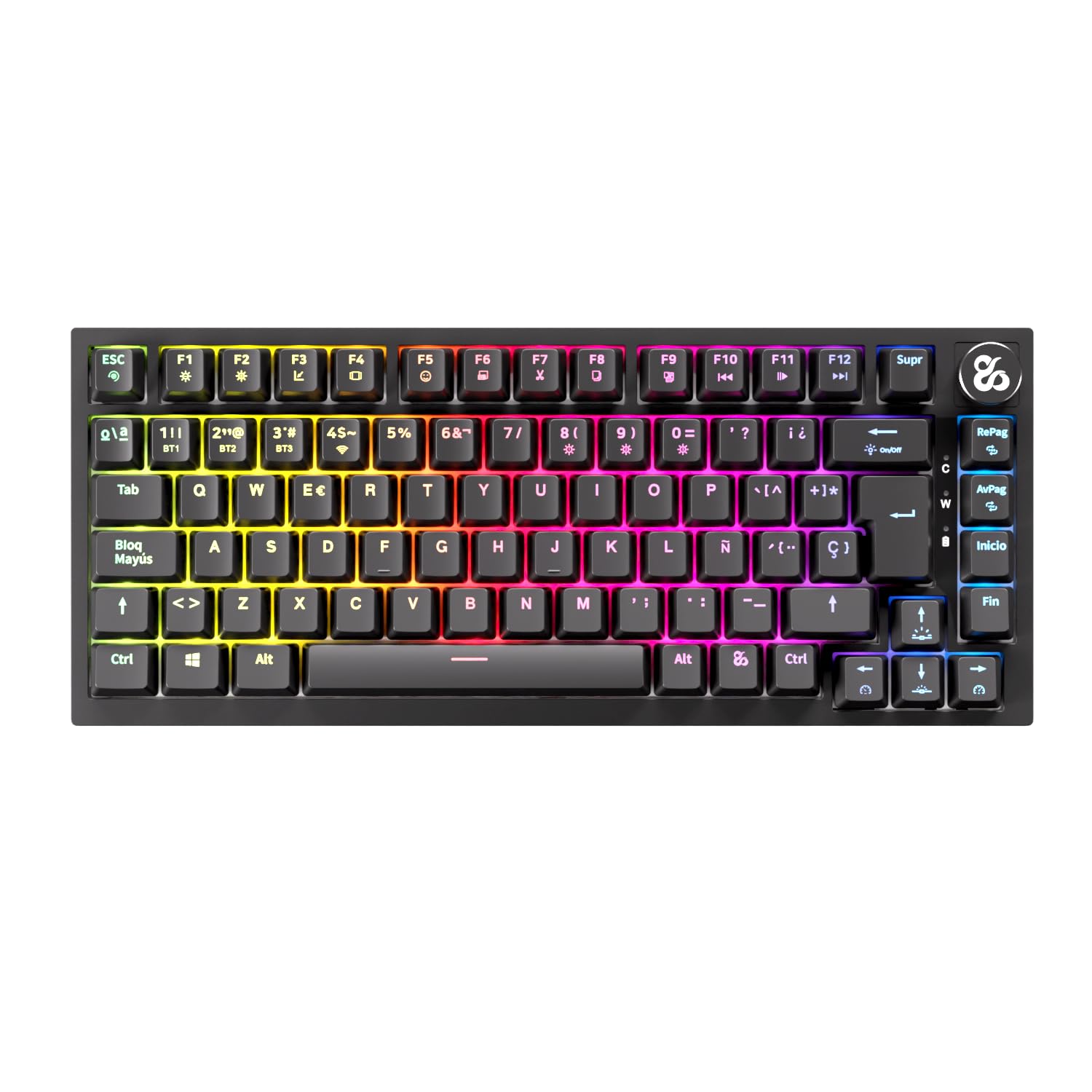 NEWSKILL Pyros Pro Teclado Gaming 75% RGB inalámbrico/Bluetooth/Cable Outemu Red Hotswap - Color Negro