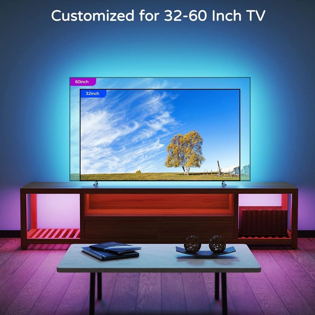 Barra de luz LED RGB para juegos, iluminación ambiental alimentada por USB para televisores y computadoras, control de aplicación Bluetooth, tira de retroiluminación de sincronización de música