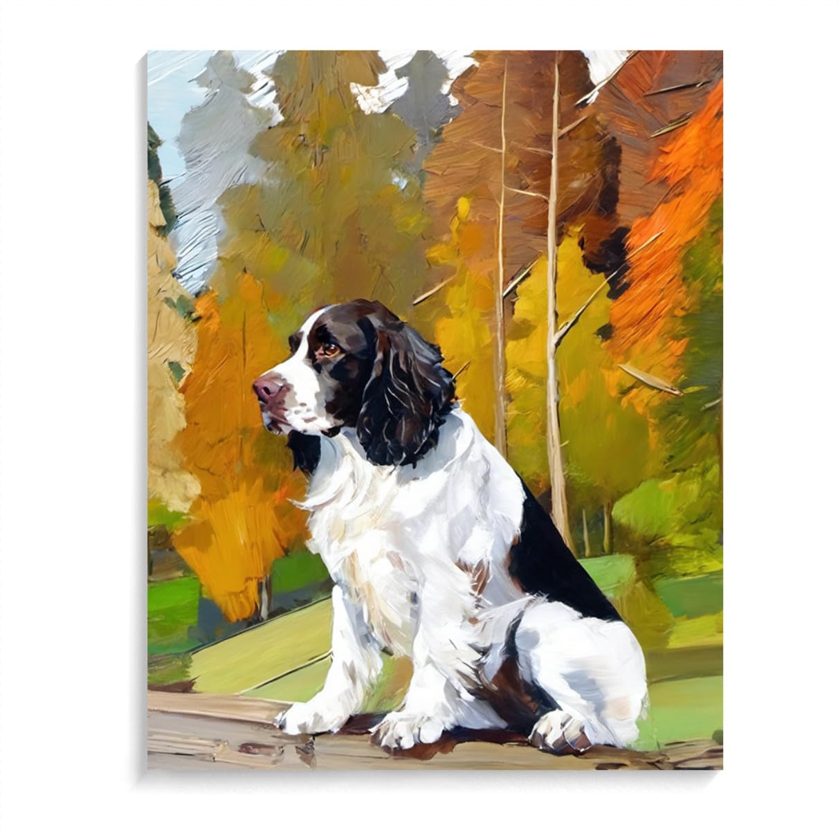 Paint by Numbers Springer Spaniel Dog DIY Acrylic Painting Kit with Brushes Pigment Oil Painting Artwork Adults Beginners Wall Decor 12x16inch(30x40cm) Frameless