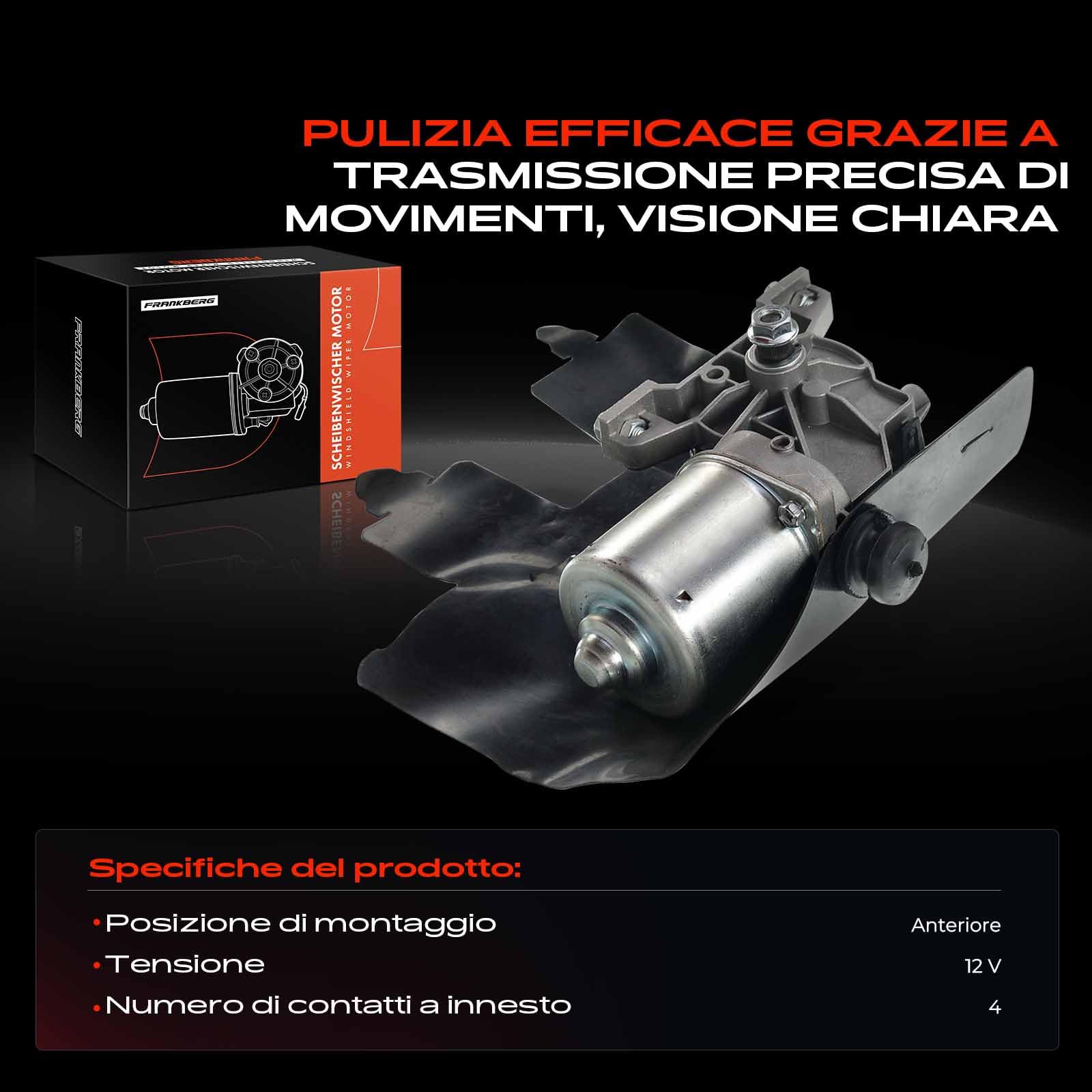 Frankberg Motore Tergicristallo Compatibile con 169 1.2 1.1 1.2 4x4 1.2 Natural Power 1.3 D MultiJet 1.3 JTD MultiJet 4x4 1.4 Natural Power 1.4 1.3 D MultiJet 4x4 1.2 LPG 2003-2013 T511GM,77362587