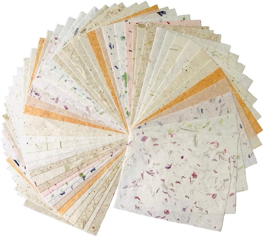 50 Sheets Size A4 Thin Mulberry Paper Sheets Design Craft Handmade Art Origami Washi Unryu Suppliers (Tamarind Leaves,Onion,Banana Tree Fiber,Rice Straw etc.)