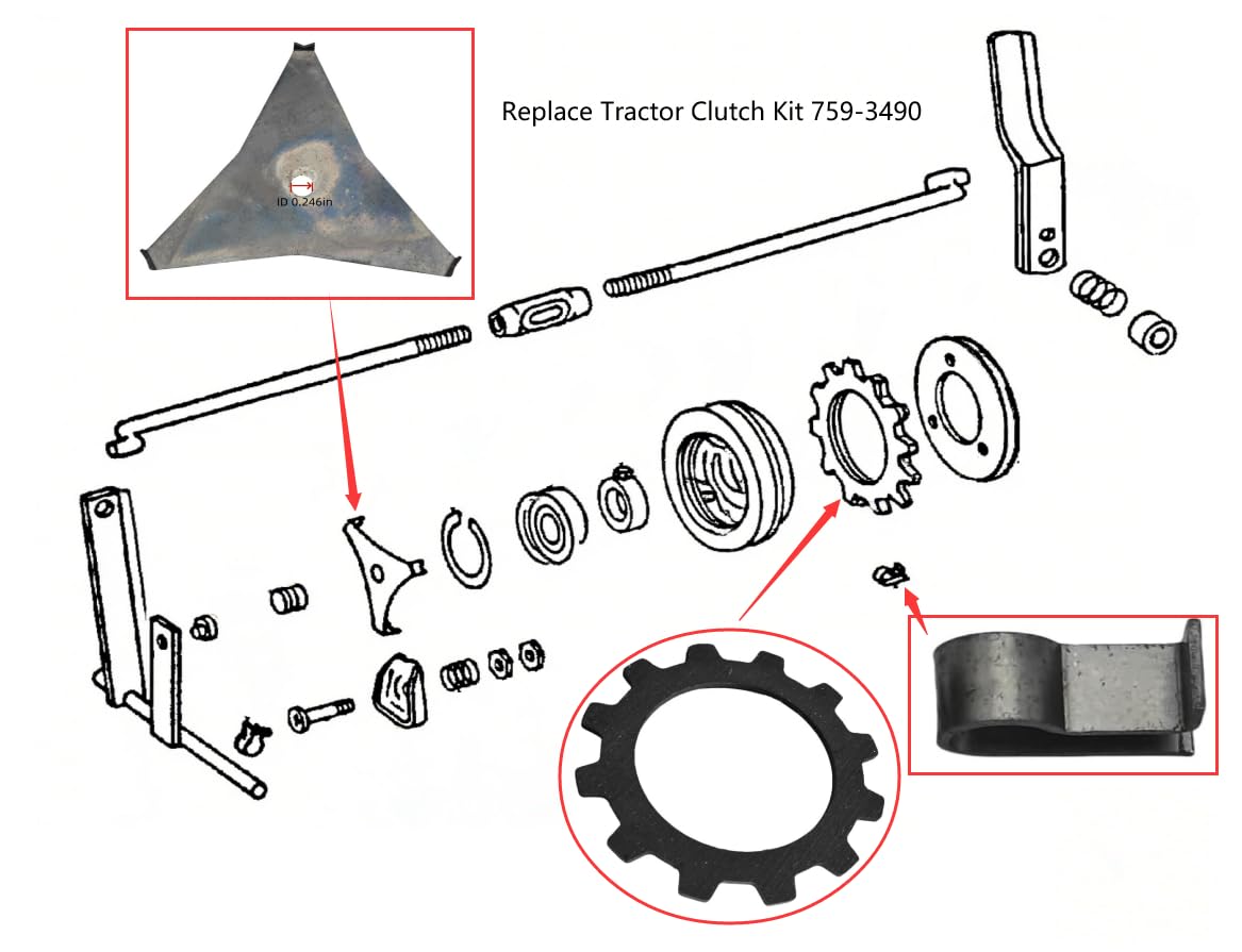 Kit de embrague de repuesto para tractor 759-3490 para cortacéspedes C-U-B CA-DET 102 104 105 106 107 108 109 122 123 124 125 128