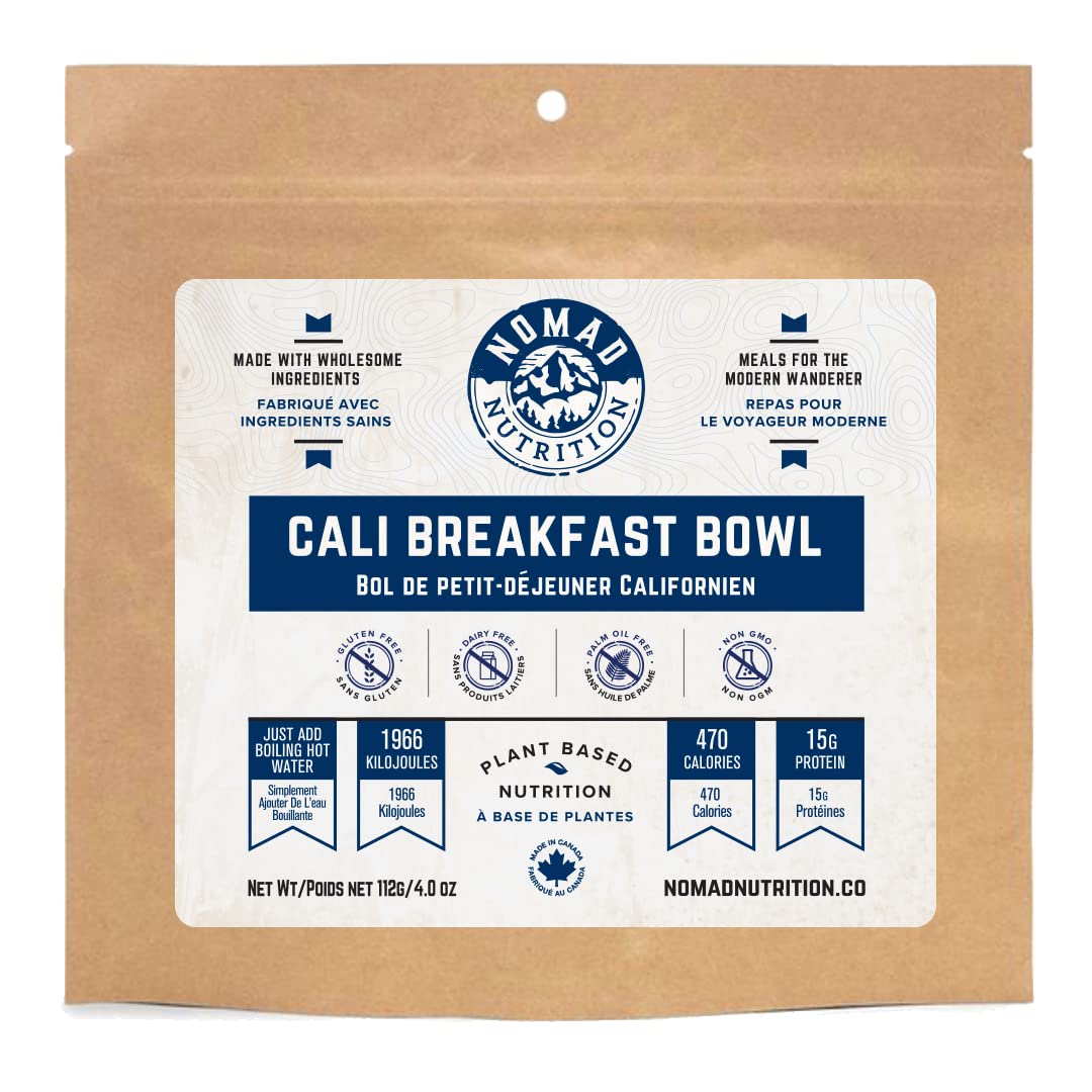 NOMAD NUTRITIONCali Breakfast Bowl | Instant Freeze Dried Backpacking & Camping Food | Plant-Based, Non-GMO Hiking Meals with High-Energy, Vegan, Gluten-Free | 112g - 1 Pack
