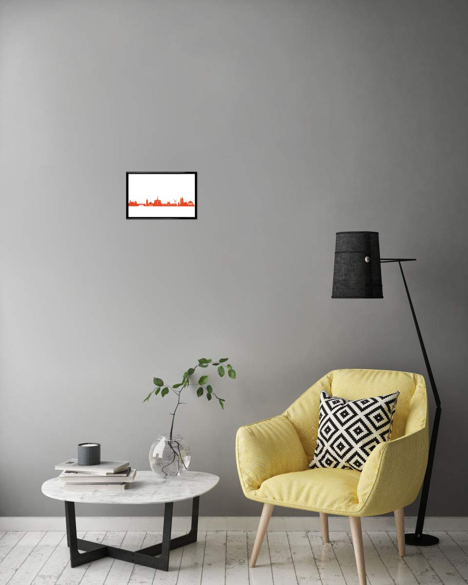 artboxONE Poster mit schwarzem Rahmen 75x50 cm Städte Kassel Tangerine - Bild Kassel Skyline Stadt Scape 44spaces