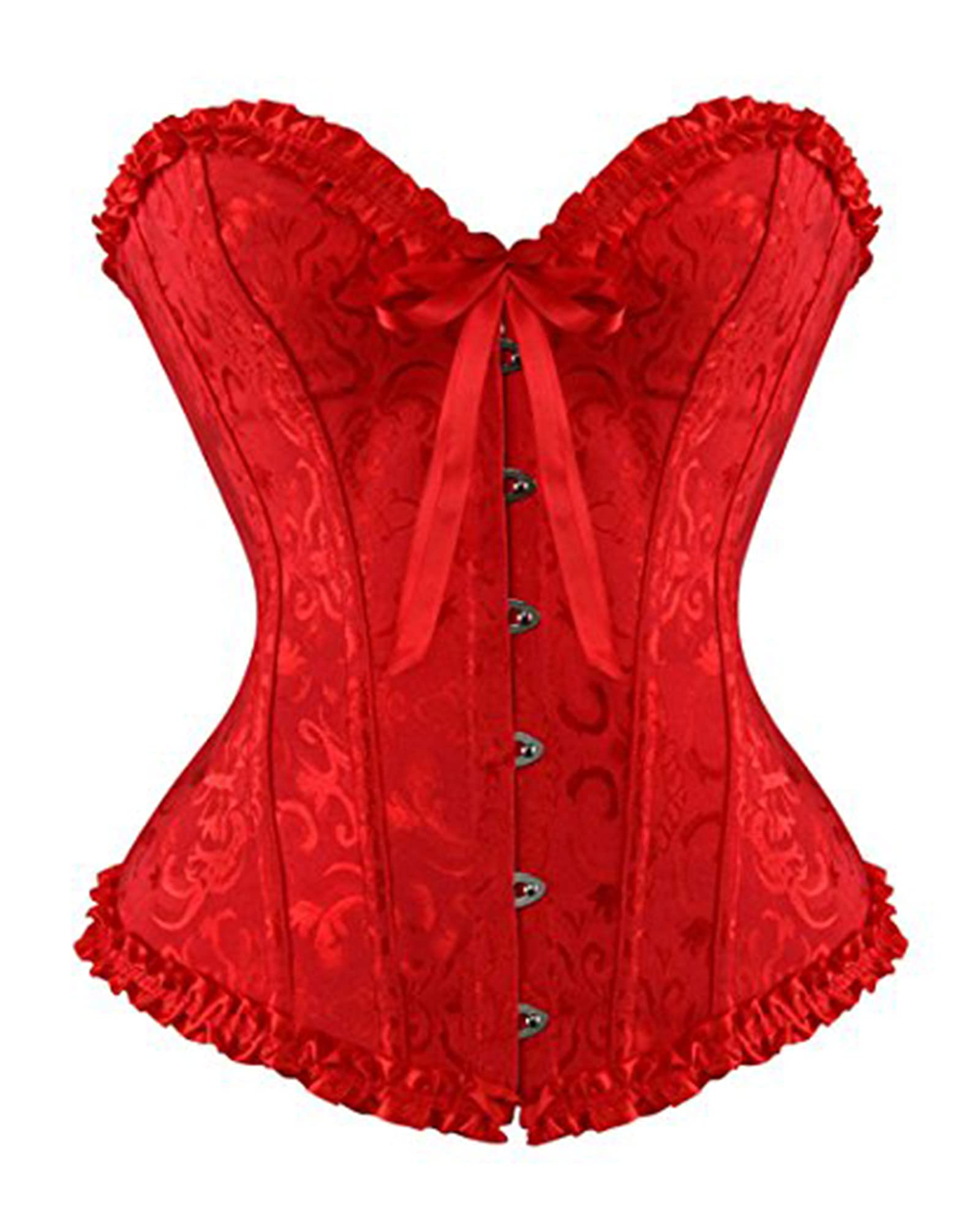 Felcia Women's Corsets Sexy Brocade Overbust Lace up Boned Corsets Shapewear Outfit