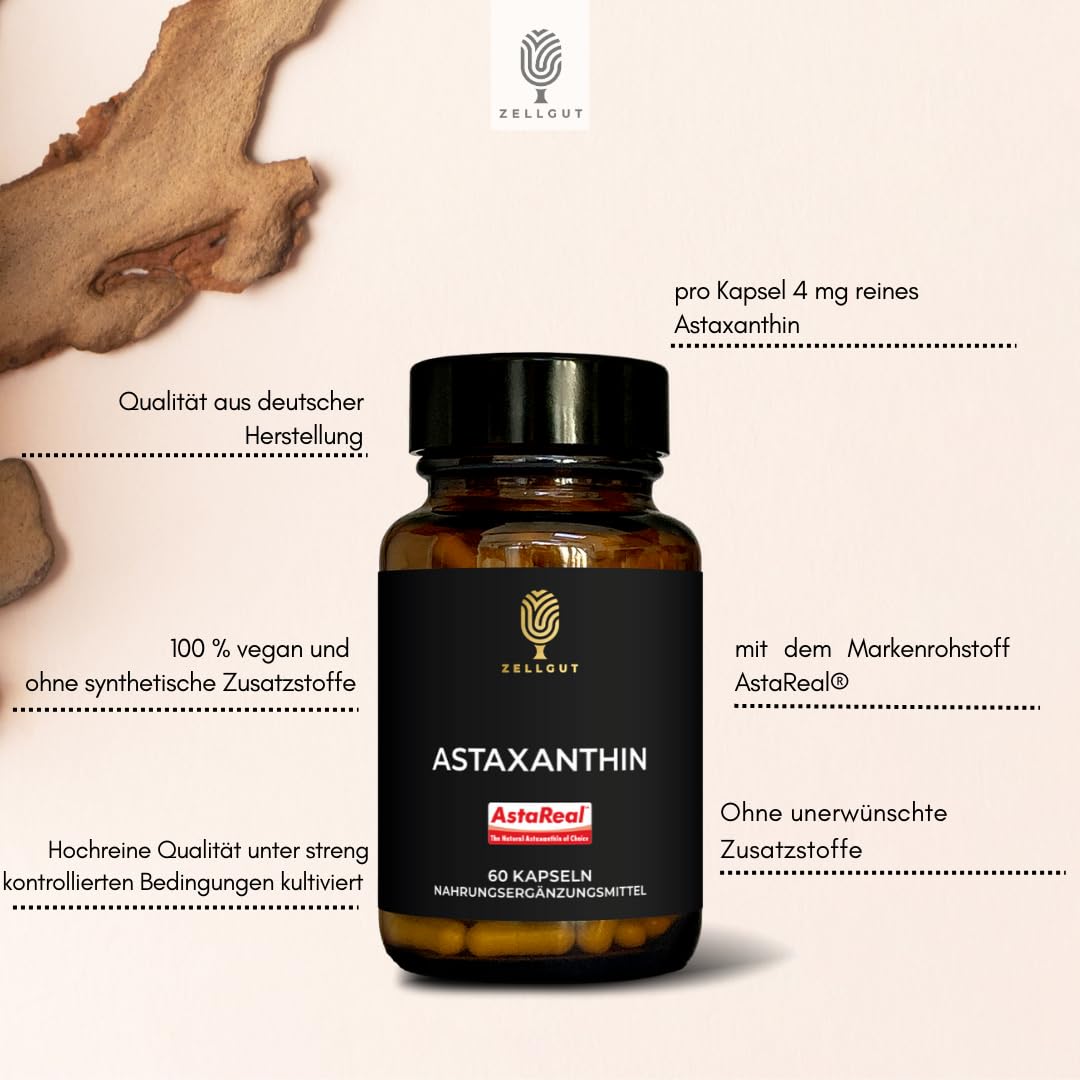 ASTAXANTHIN • mit geprüftem Markenrohstoff AstaReal® • optimale Bioverfügbarkeit • natürliches Antioxidans • 60 Kapseln