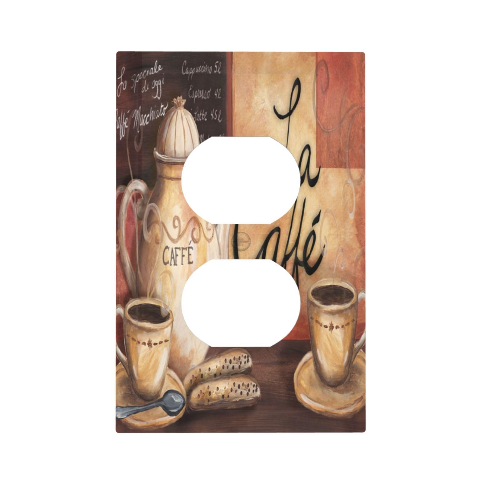 Coffee Outlet Cover 1 Gang Vintage Kicten Light Switch Cover Single Duplex Wall Plate Covers Switchplate Covers Electrical Faceplate For Country