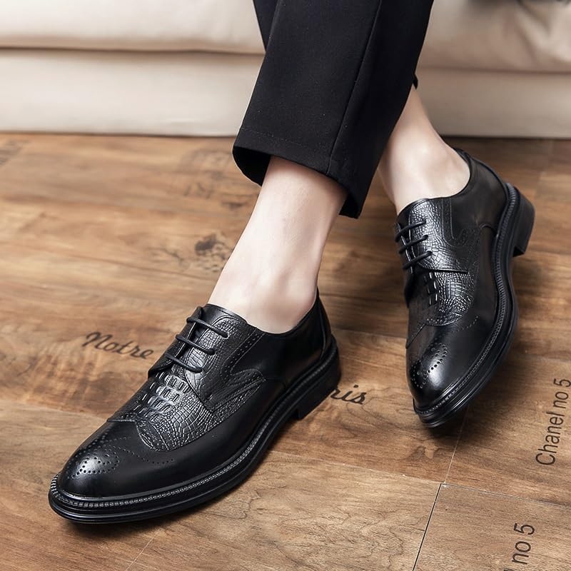 Men’s Leather Oxfords Shoes for Men, Round Toe Lace-up Comfort Brogue Dress Shoes Casual Business Work2