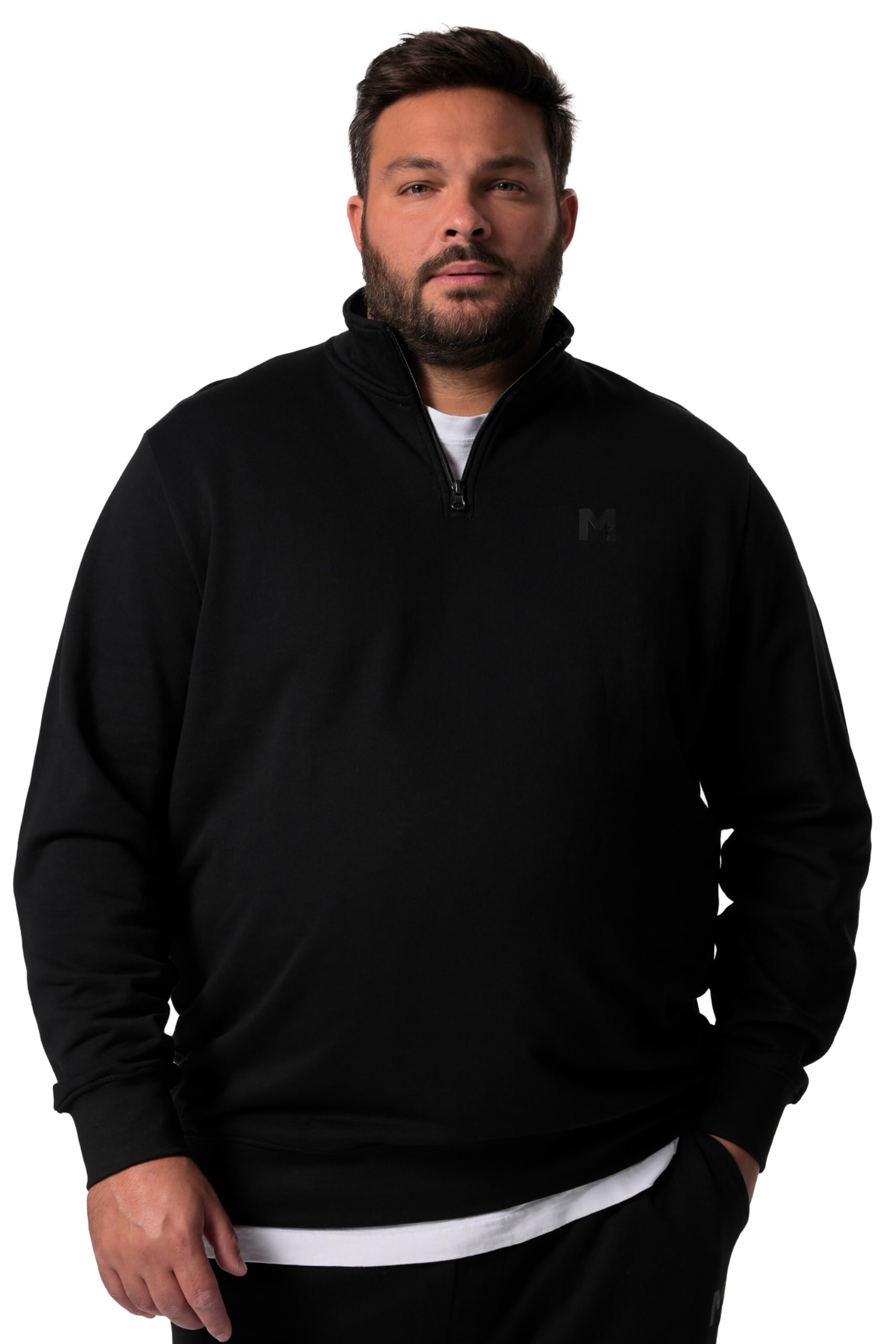Men Plus Herren große Größen Übergrößen Menswear L-8XL Sweat-Troyer, Basic, Zippkragen 834856