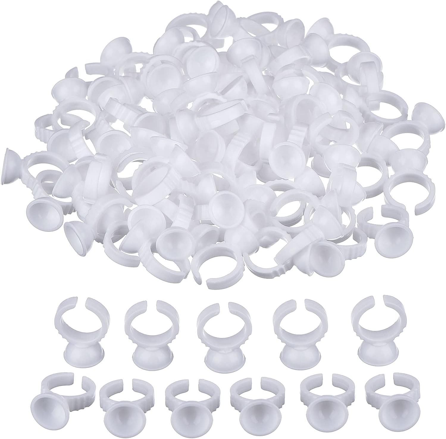 WJIASI Eyelash Glue Holder Disposable Glue Rings Holder Ink Ring Cups Tattoo Individual False Eyelash Extension Adhesive Pigment Holders Beauty Tool (Small Size)