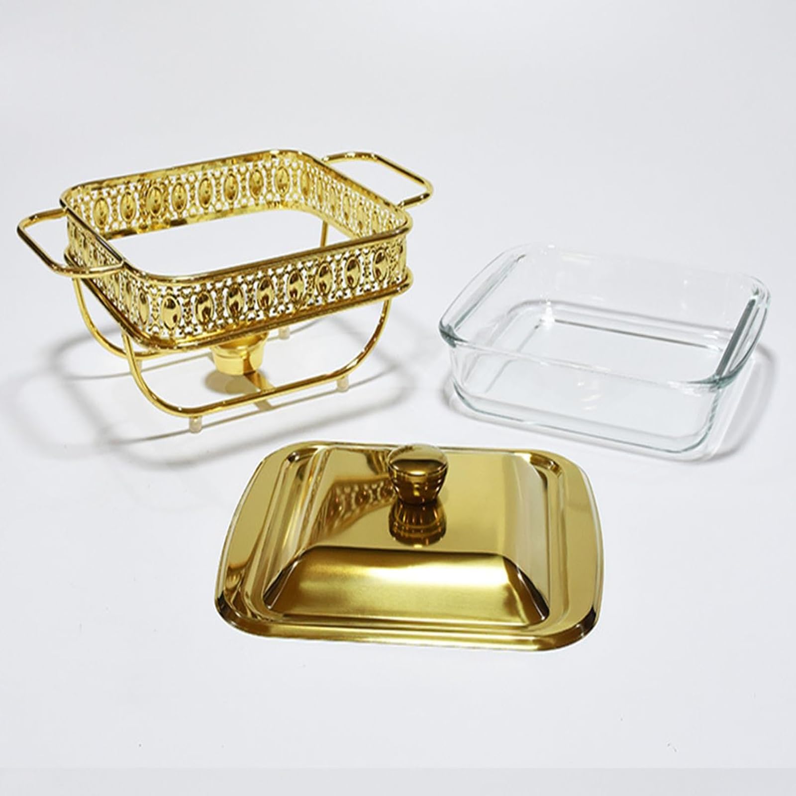 Set da buffet con pentole calde Set da buffet premium con pentole calde da 2 litri, contenitore scaldavivande con coperchio e set scaldavivande per buffet, scaldavivande per buffet per feste all'aper