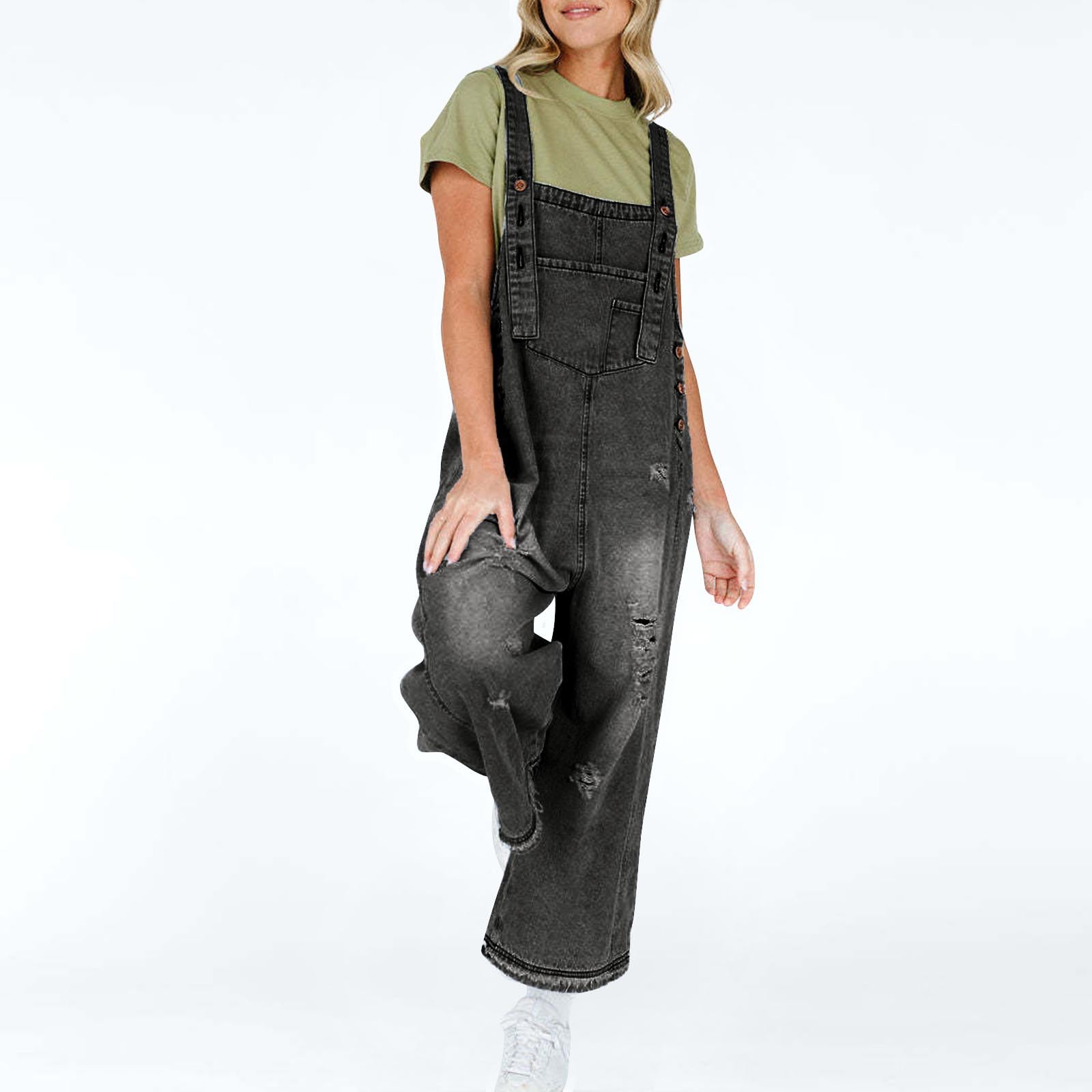 SYDUZAX Combinaison Jean Femme Salopette en Jean Grande Taille Combinaisons et Combishorts Fluide Femmes Jambes Larges avec Poches sans Manches Plage Jumpsuit Chic et Élégant Décontractée