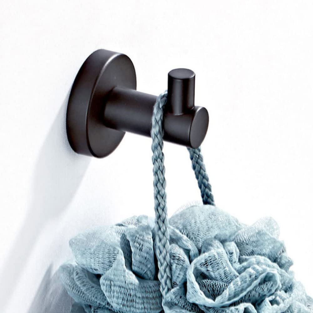 Ensemble accessoires de salle de bain noirs avec porte-brosse WC et crochet mural mat