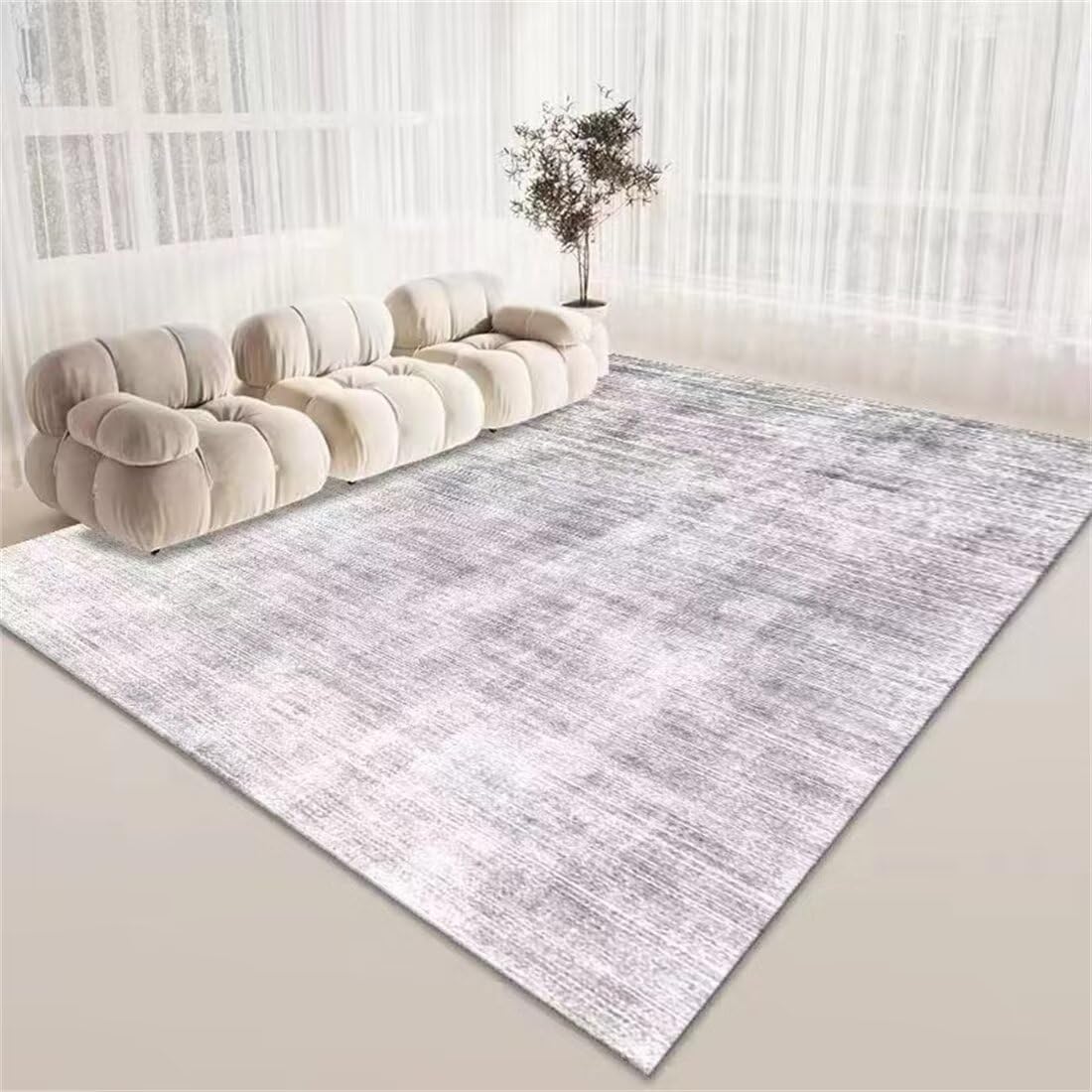 Tapis de chambre gris grand format 160x200 avec motif traditionnel élégant