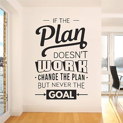 marvellous If Does Not Work Change Plan But Never The Goal Office Motivational Quotes Vinyl Wall Sticker (Black), Pack of 1