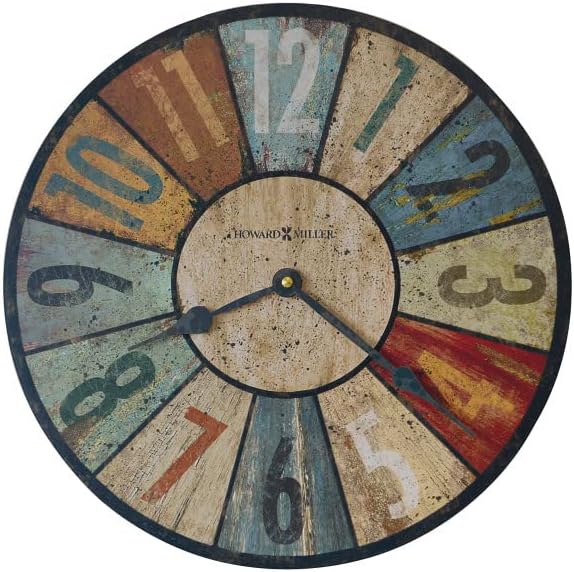 Howard Miller Mountain Home AFB - Reloj de repisa 547-746 Metal acabado negro antiguo matices grises y oxidados esfera y números desgastados