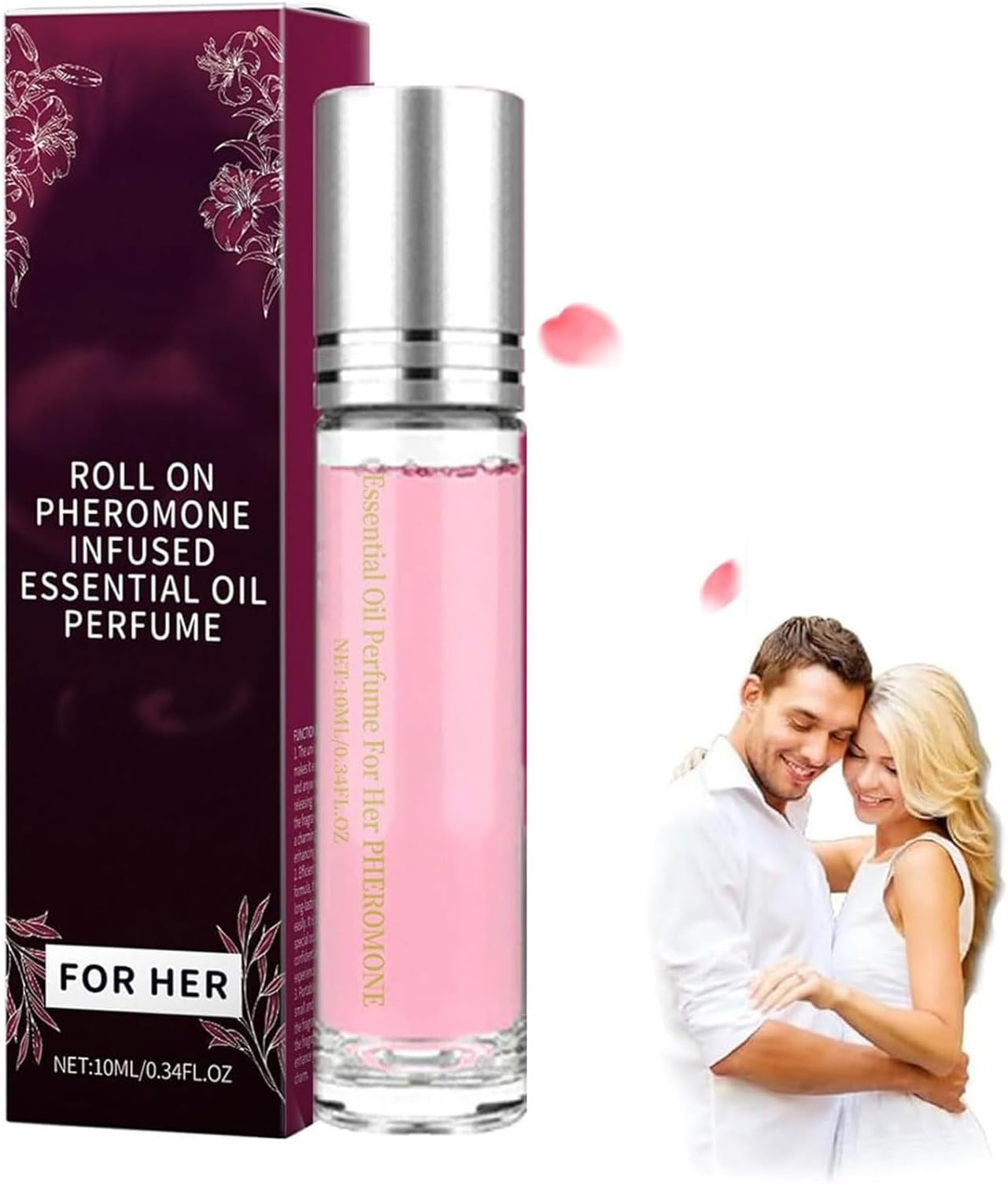 Roll on Perfume for Women, Long-Lasting & Addictive Refreshing Perfume Oil Fragrance, Romantic Fragrances, Portable Body Perfumes for Women (Pink)