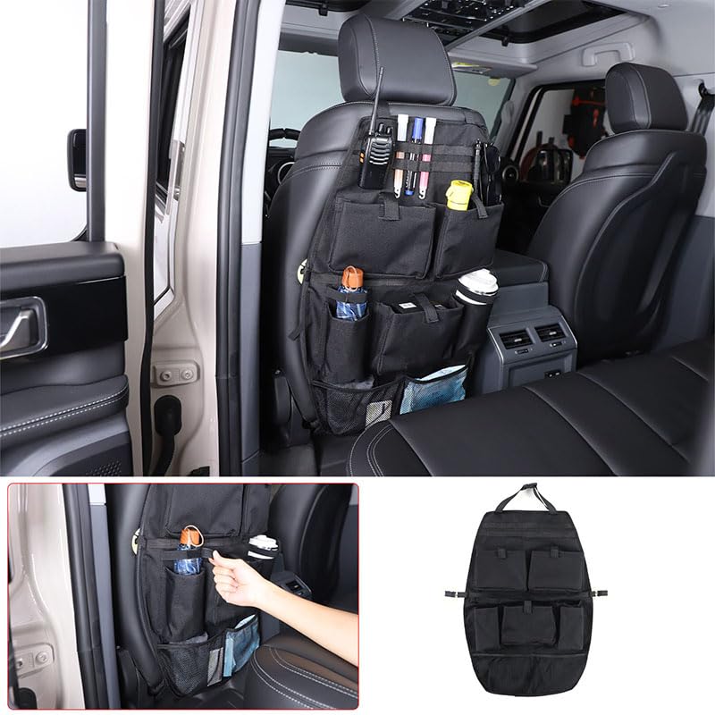 PIUGILH Organizador de asiento trasero de coche adecuado para INEOS Grenadier 2020-2024, muchos bolsillos respaldo protector de asiento de coche, organizador de respaldo de coche, negro