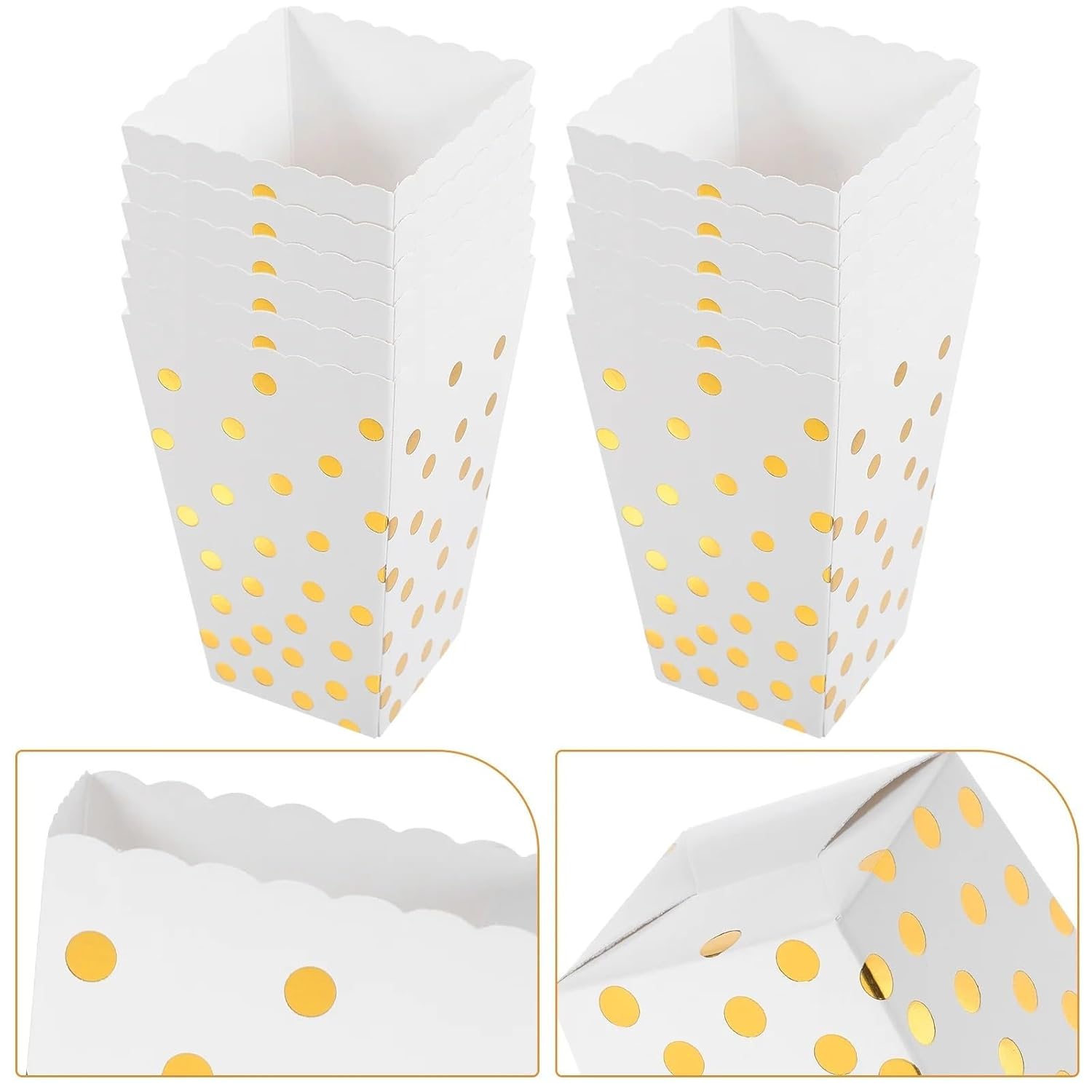 Popcorn Boxes 60Pcs Snack Packing Boxes White Cups Holder Buckets Party Decorations