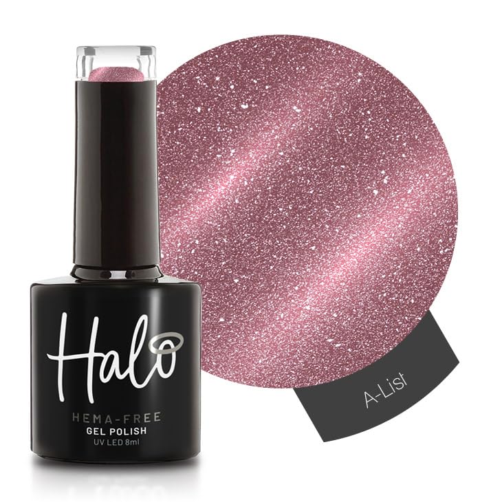 Halo Gel Polish 8ml - A-List. UV/LED Gel Nail Polish, Long Lasting & Easy To Apply. Nail Art Colours For Manicure & Pedicure. Gel Polish For Professional & Home Use.