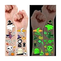 Leesgel Halloween Party Bag Fillers, 10 Sheets Luminous Temporary Tattoos for Kids Halloween Decorations, Party Games Toys Accessories Stuff Tattoo Stickers Supplies Favours