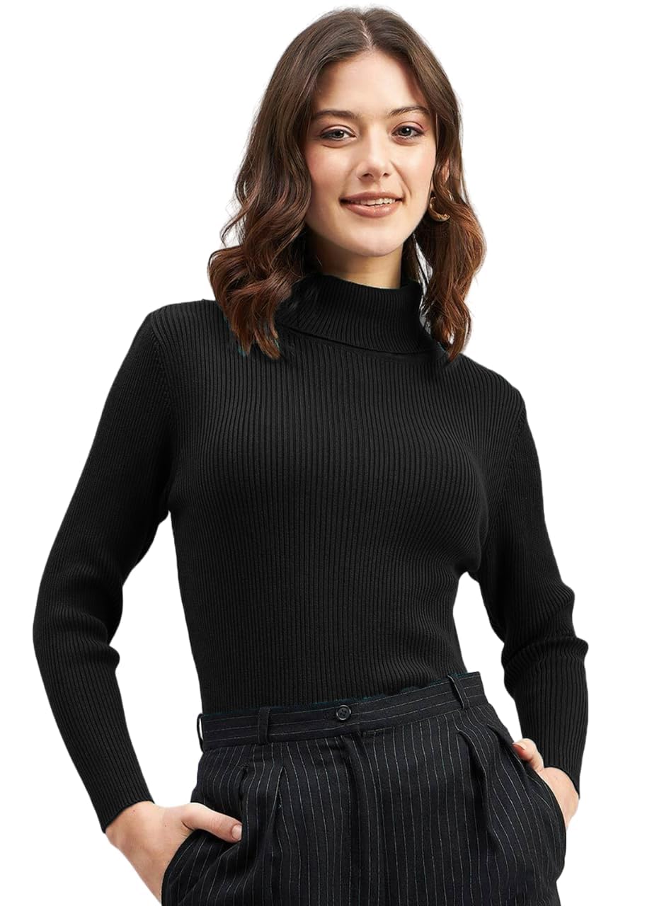 whiteheaven Solid Full Sleeves Highneck Winter Sweater for Womens/Casual Pullover/Womens Turtle Neck/Highneck T-Shirt-picture-39