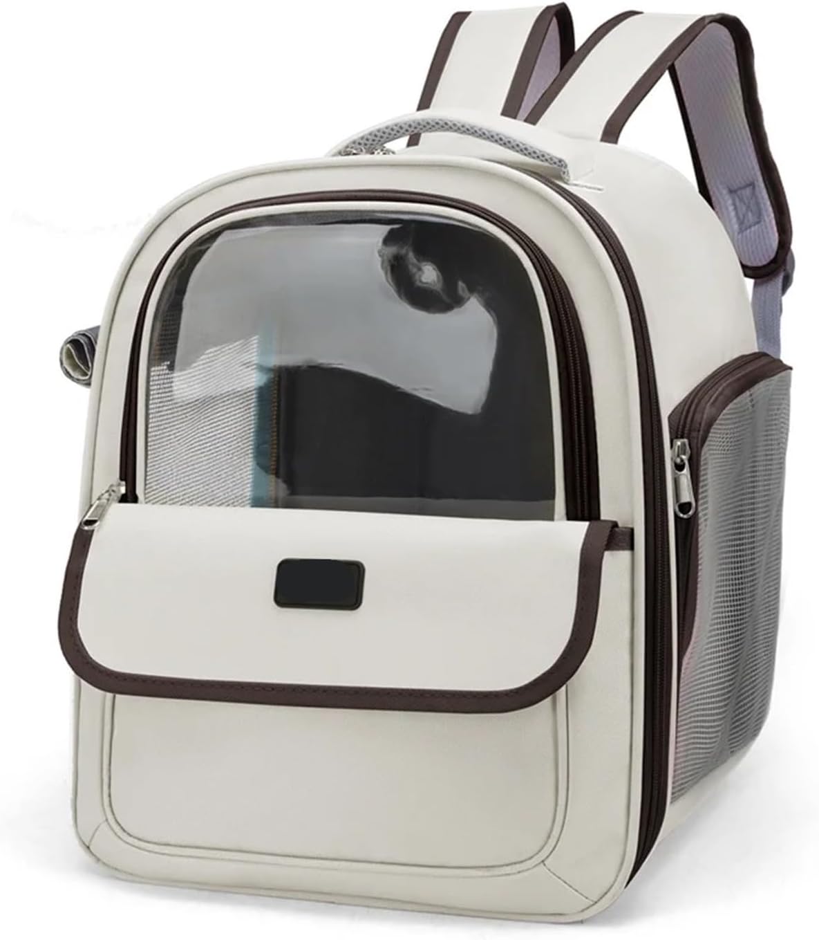 Pet Backpack, Going Out Large Cat Backpack Transparent Space Capsule Breathable Portable Bag Backpack Cat Dog Supplies(Black)