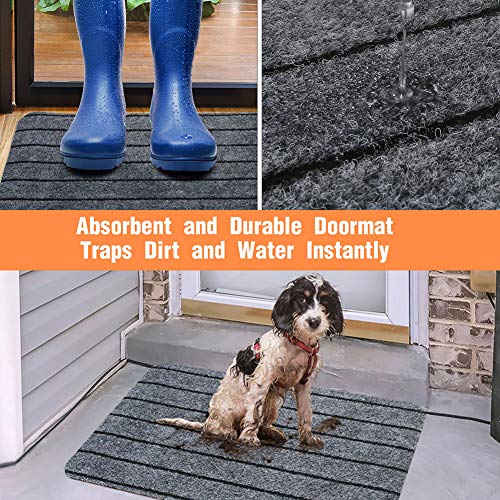 Door Mat Outside Inside With Non-Slip Rubber Backing, 2-Pack 17" X 30" Doormat For Entrance Way Outdoor Indoor, Entryway, Home Floor Mat, Machine-Washable, Low Profile #TOP4