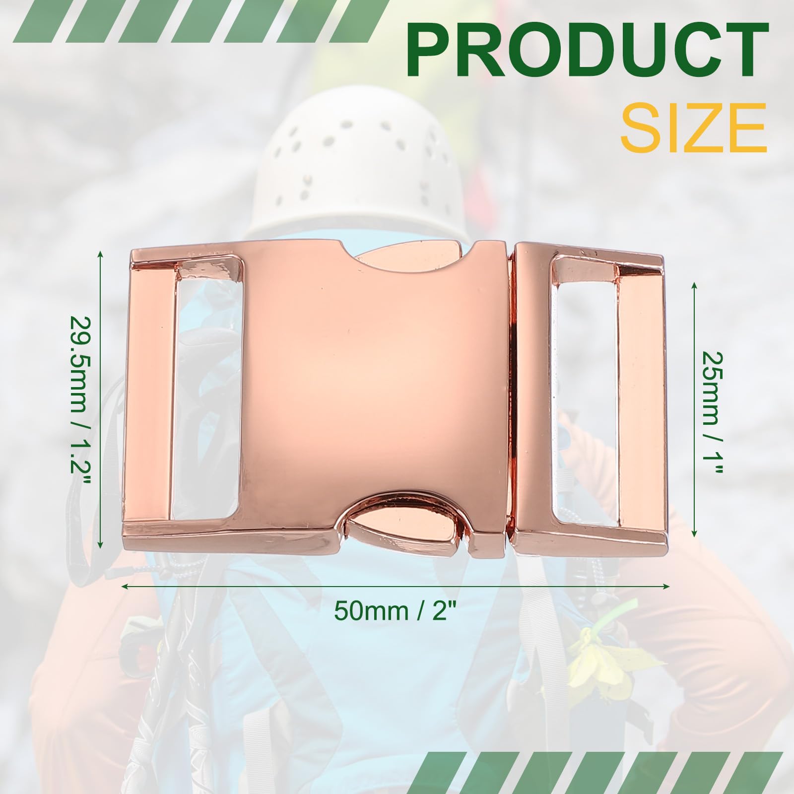 PATIKIL Metal Buckle, 4 Pack Quick Side Release Clips for Luggage Belt Strap Backpack Webbing(0.8" x 1.5", Rose Gold) - Image 2