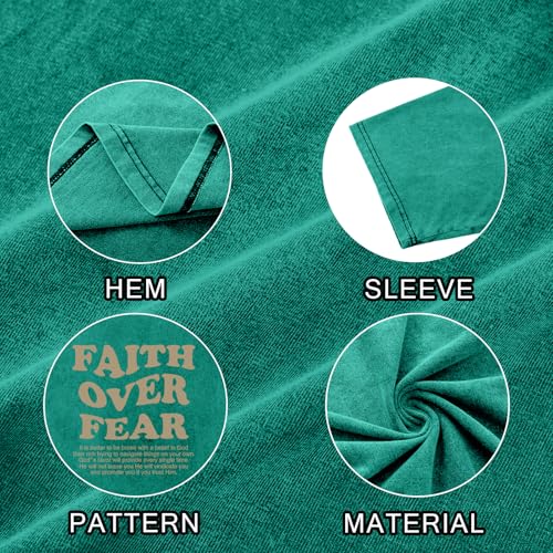 Image of Christian Shirts for Men Faith Over Fear Oversized Shirt Acid Wash Tshirt Graphic Religious T Shirt Bible Verse Tees