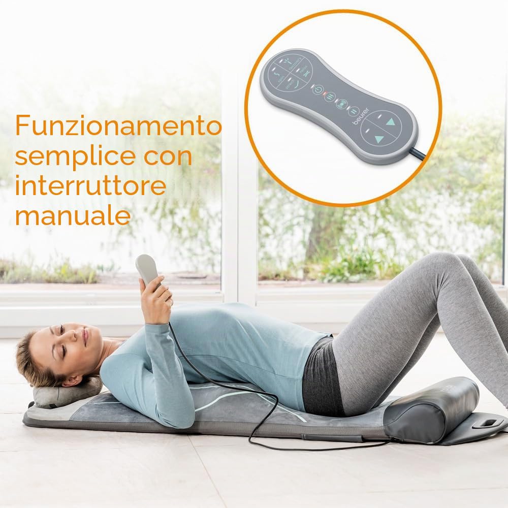 Beurer MG 280 Tappetino da Stretching ispirato allo Yoga con 7 Camere d'Aria e Funzione Calore, per Allungare e Rilassare la Muscolatura