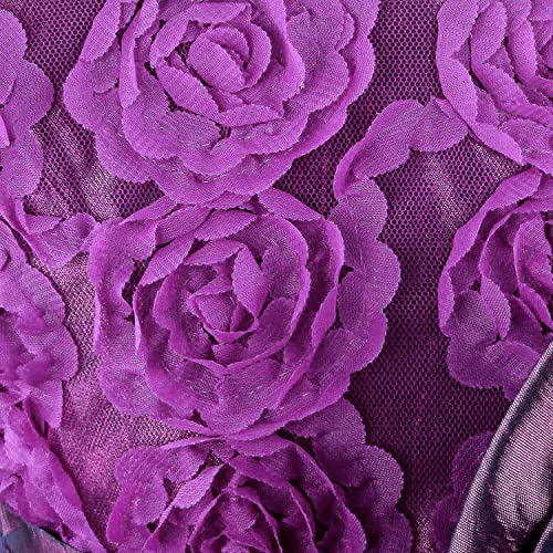 Acecharming Toddler Girls Dress, Purple 3D Rose Bow-Knot Sleeveless Tutu Tulle Girls Kids Dress for Graduation Wedding Bridesmaid Pageant Ball Gowns Birthday Party Dress for Girls 7-8 Years4