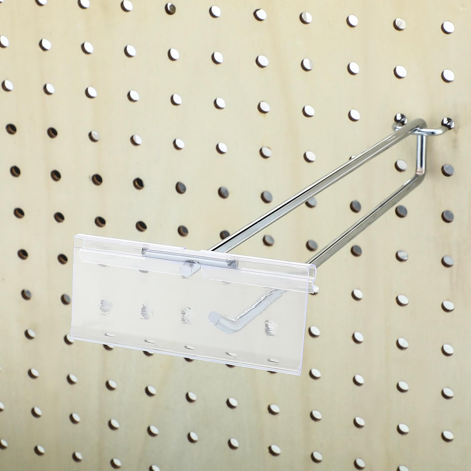 Thyle 100 Stück Metall-Scanhaken mit Etikettenhalter für 1/8 bis 1/4 Stecktafel, Stecktafel-Haken mit Preisschild, Stecktafel-Wandzubehör, Metallhaken für Zuhause, Garage, Einzelhandel, Displayzubehör