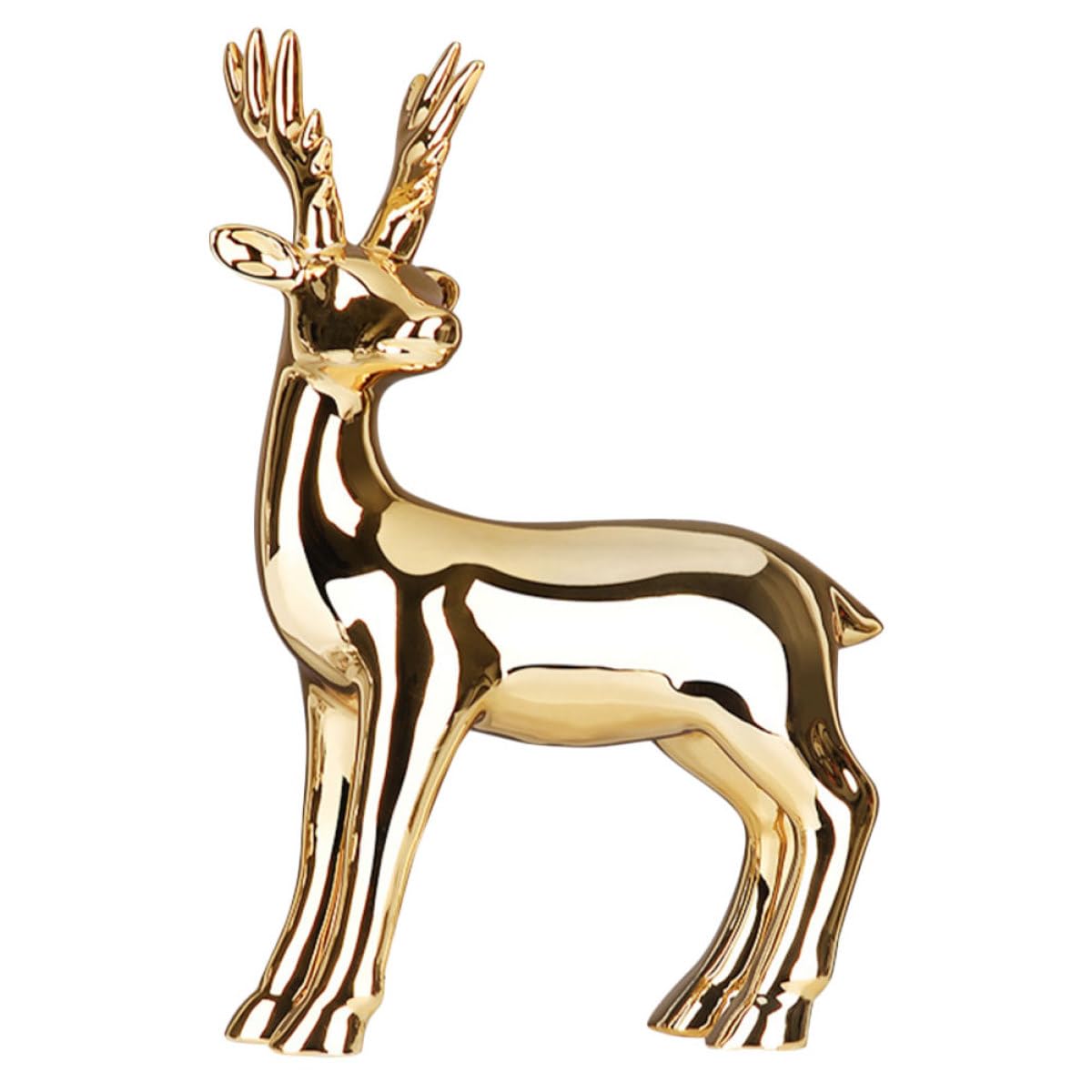 Cerf en céramique doré aux lignes lisses pour une déco luxe léger