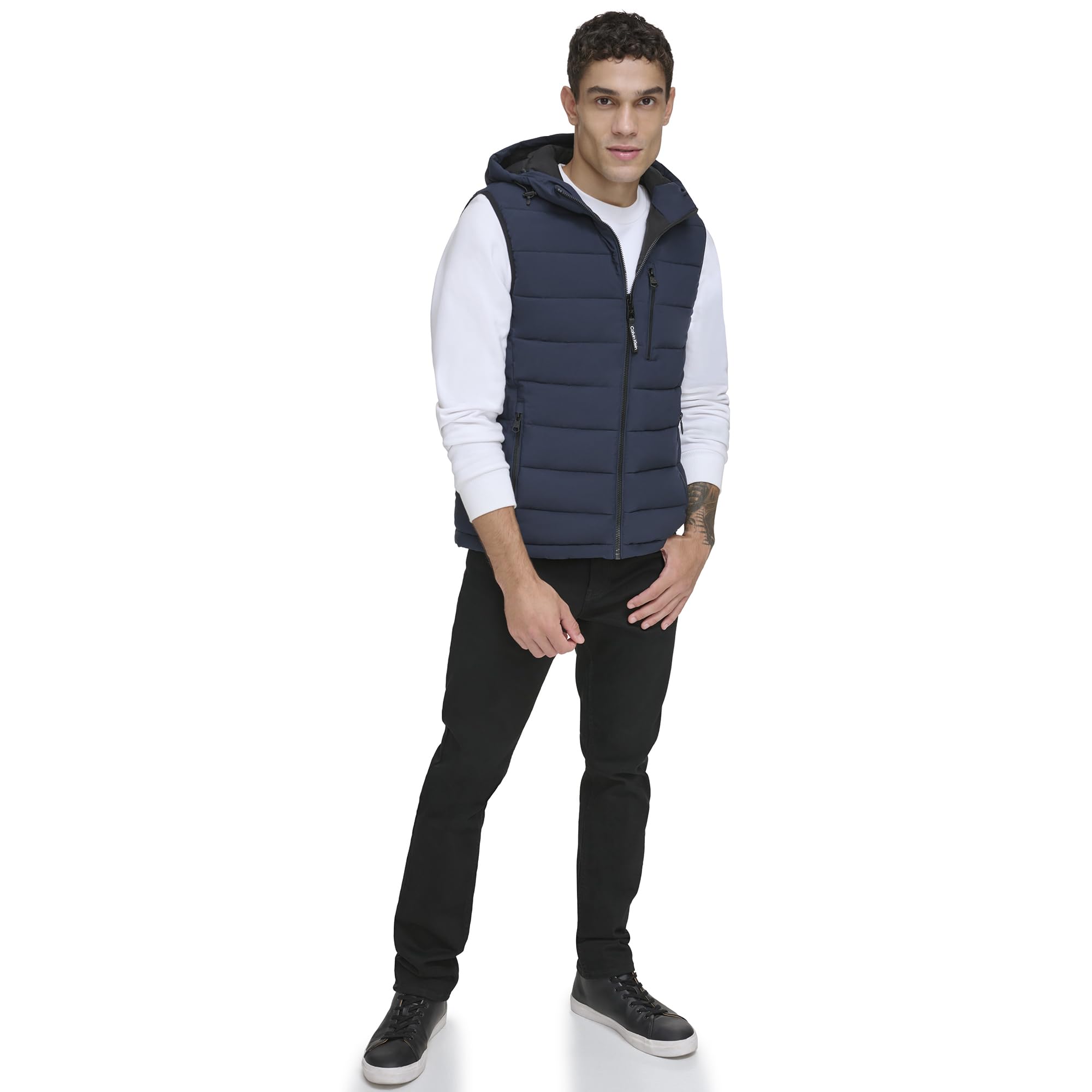 Photo 1 of Calvin Klein Men's Lightweight Packable Hooded Puffer Vest XX-Large True Navy